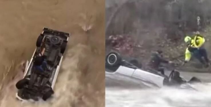 Pamje të rënda, shpëtohet pas 14 orësh gruaja e bllokuar në automjetin e zhytur në ujë