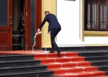 VIDEOLAJM/  Sula derdh qumësht në shenjë proteste te shkallët e Kuvendit: Qeveria të kthejë sytë nga fermerët