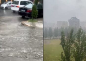 Stuhi dhe vetëtima, pak minuta shi ‘bëjnë kërdinë’ në Tiranë (Video)