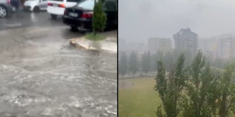 Stuhi dhe vetëtima, pak minuta shi ‘bëjnë kërdinë’ në Tiranë (Video)
