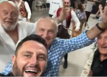 VIDEO/ Të dy në proces divorci, Meta feston me Bes Kallkun